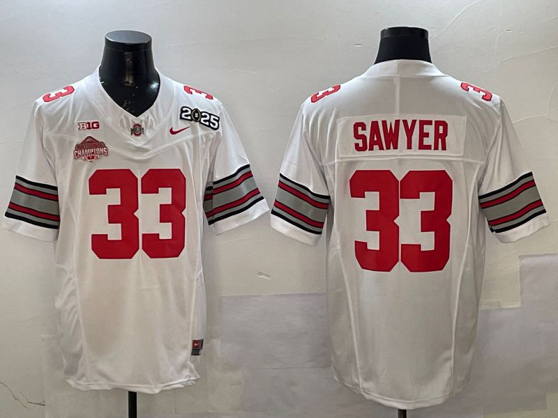Men Ohio State Buckeyes #33 Sawyer White Three generations Nike 2025 NCAA Jersey->ncaa teams->NCAA Jersey